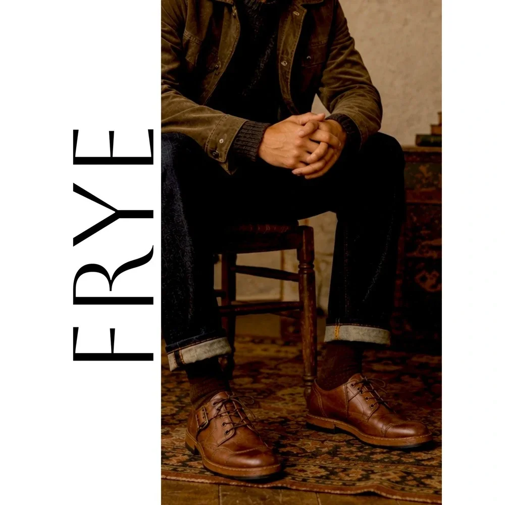 Frye Cognac Brown Leather Buckle Lace Up Oxford‎ Sneakers Men's 9 Heritage Luxe